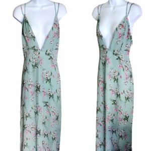 NWT $139 BEBE Green Floral Criss-Cross Back Maxi Dress 8